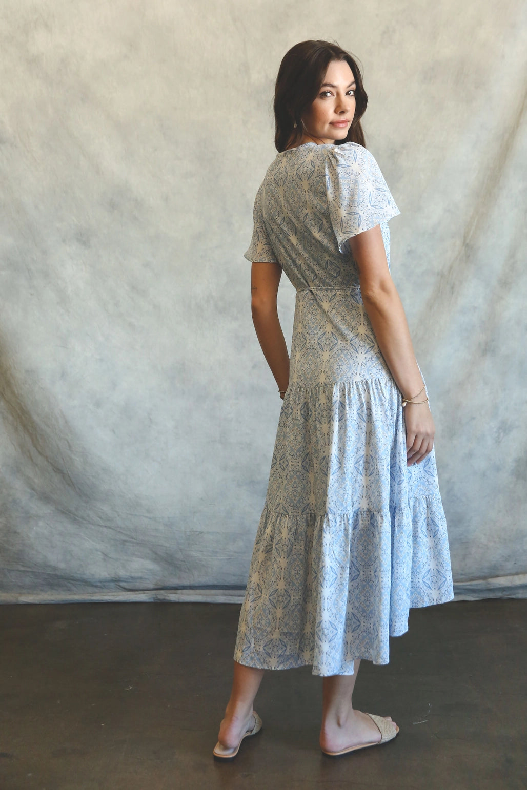 Tile Print Wrap Dress