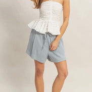 Drawstring Pleated Shorts