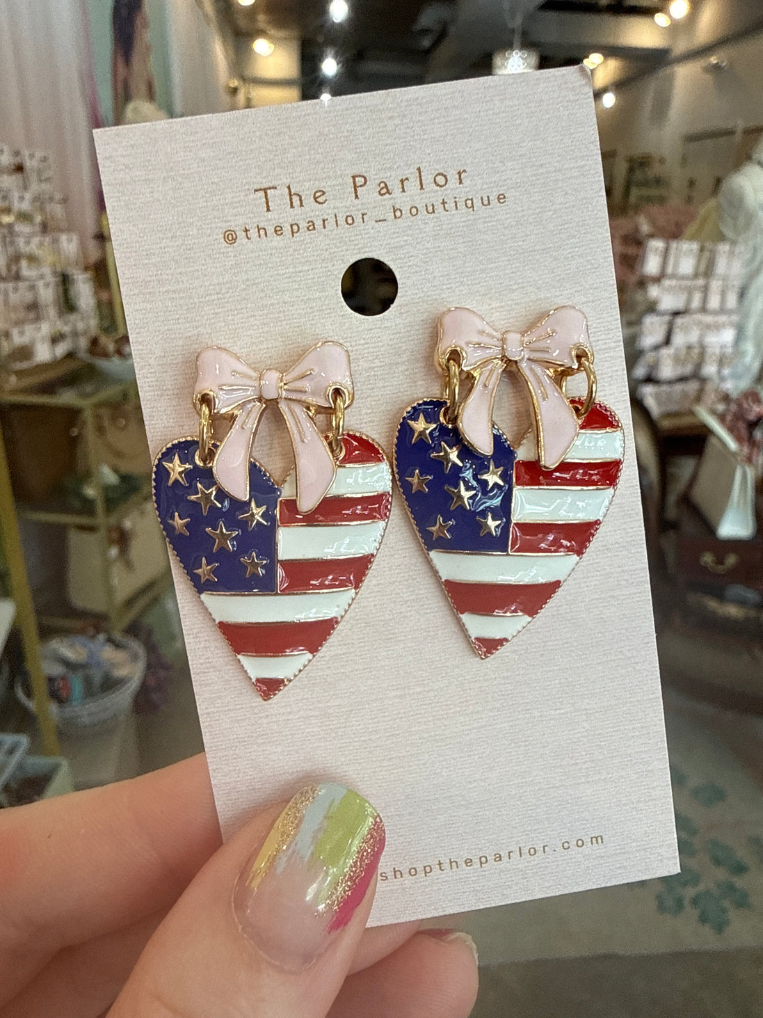 Pink Bow Heart Earrings