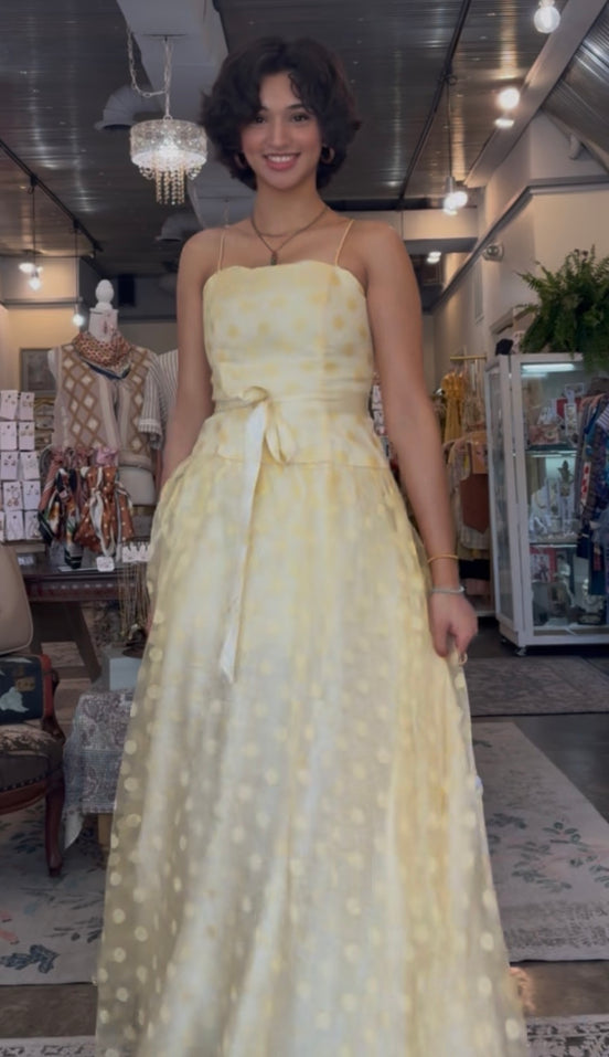 Vintage Roberta Yellow Polka Dot Maxi
