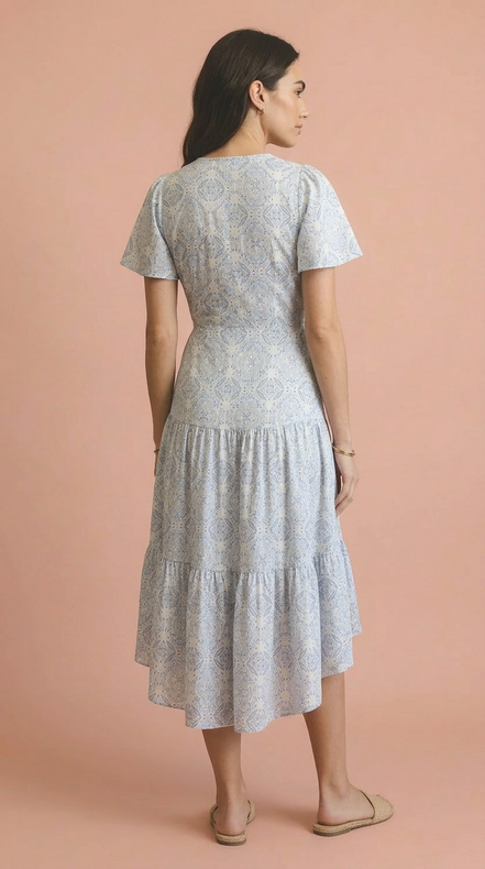 Tile Print Wrap Dress