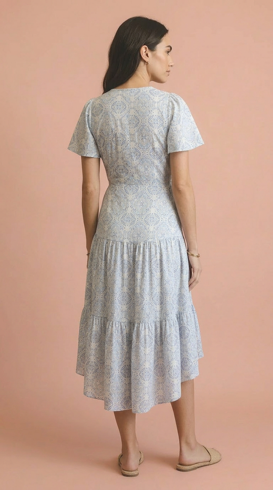 Tile Print Wrap Dress
