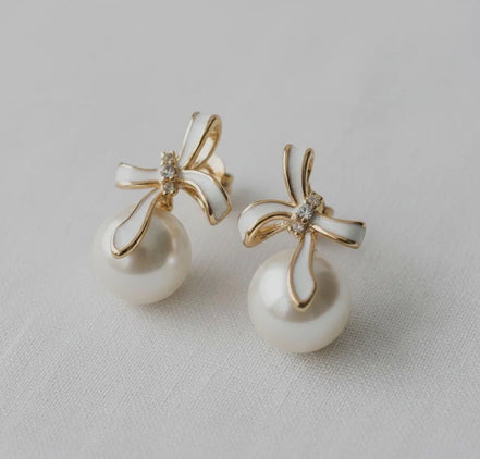 Pearl Bowknot Earrings