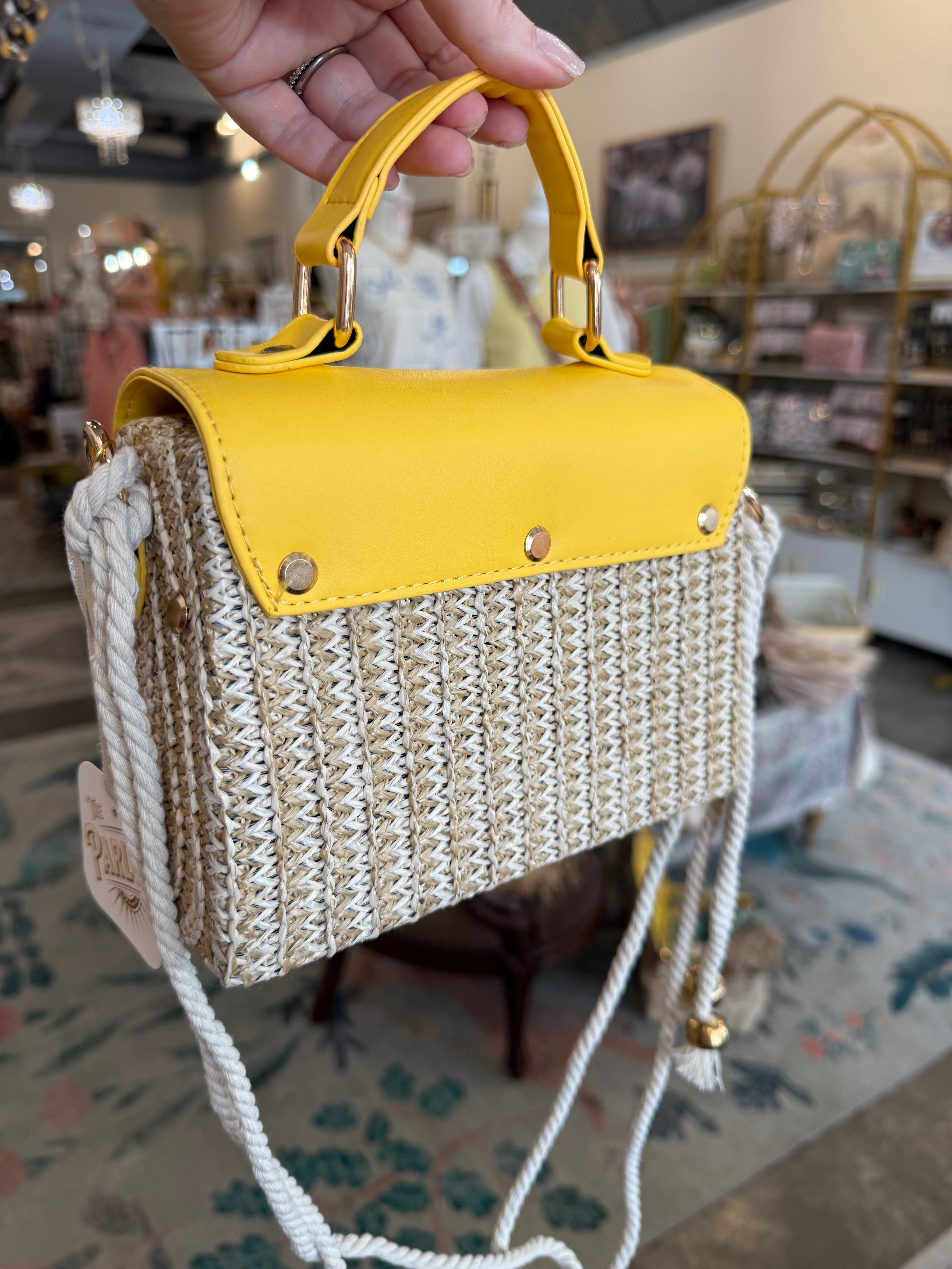 Yellow Wicker Handbag