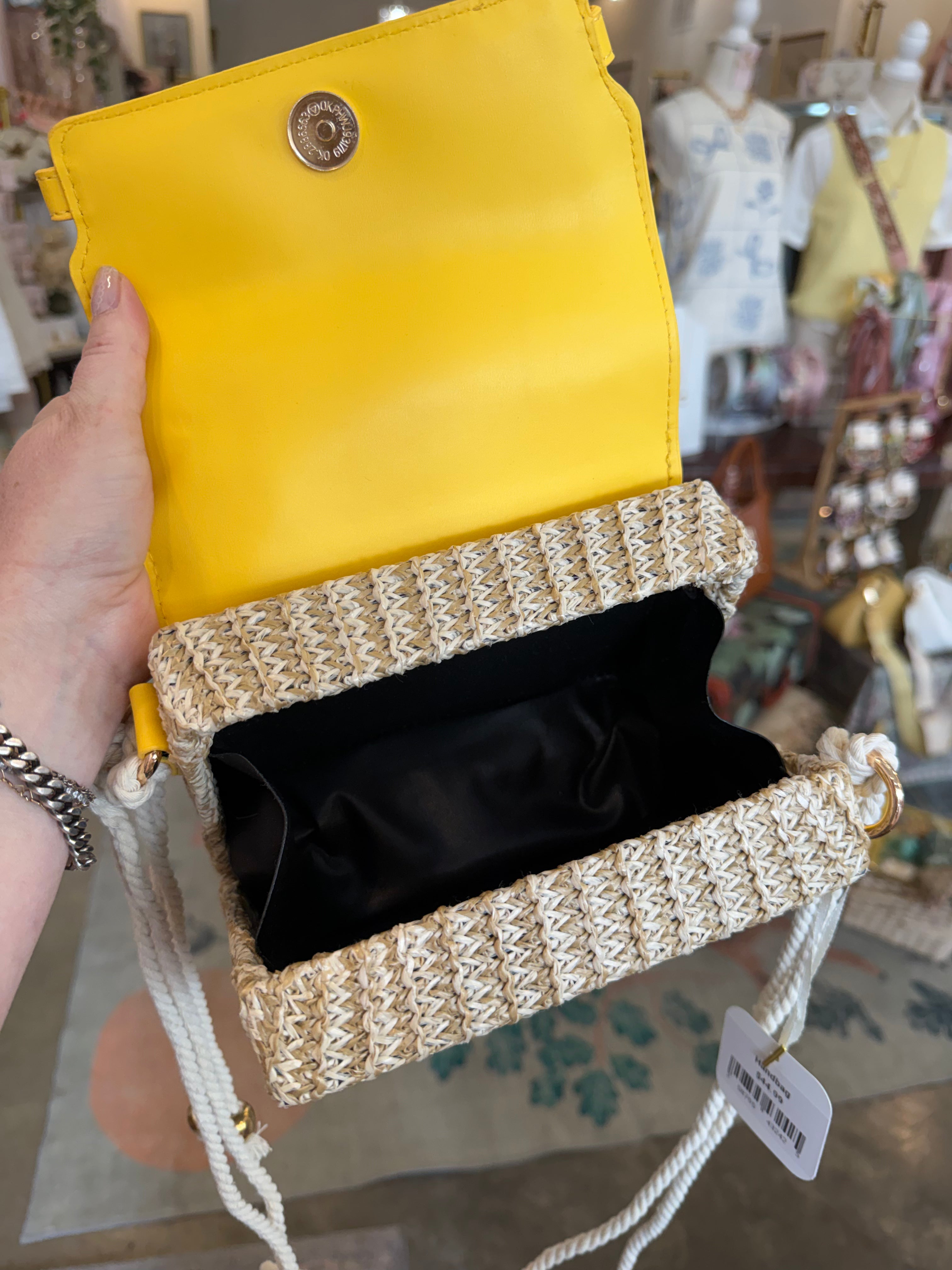 Yellow Wicker Handbag