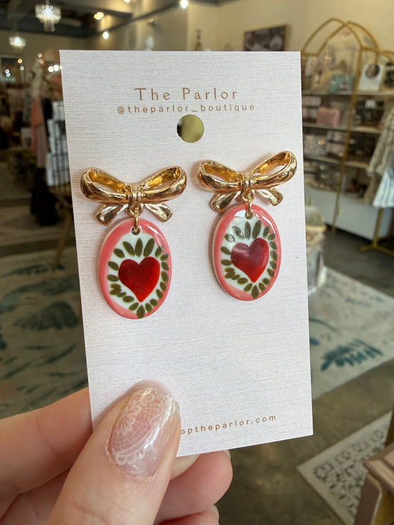 Ceramic Heart Earrings