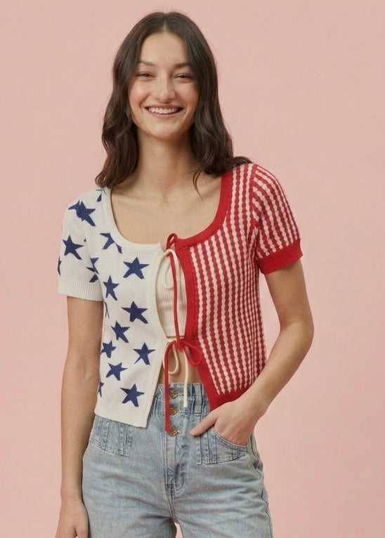 Stars & Stripes Tie Cardi