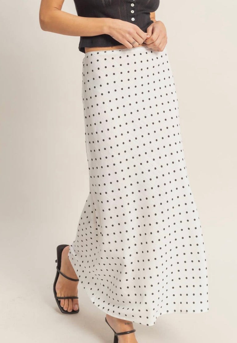 White Dot Maxi Skirt