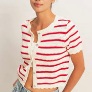 Scallop Stripe Cardi- PREORDER