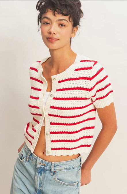 Scallop Stripe Cardi- PREORDER
