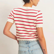 Scallop Stripe Cardi- PREORDER