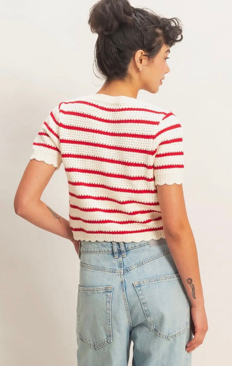 Scallop Stripe Cardi- PREORDER