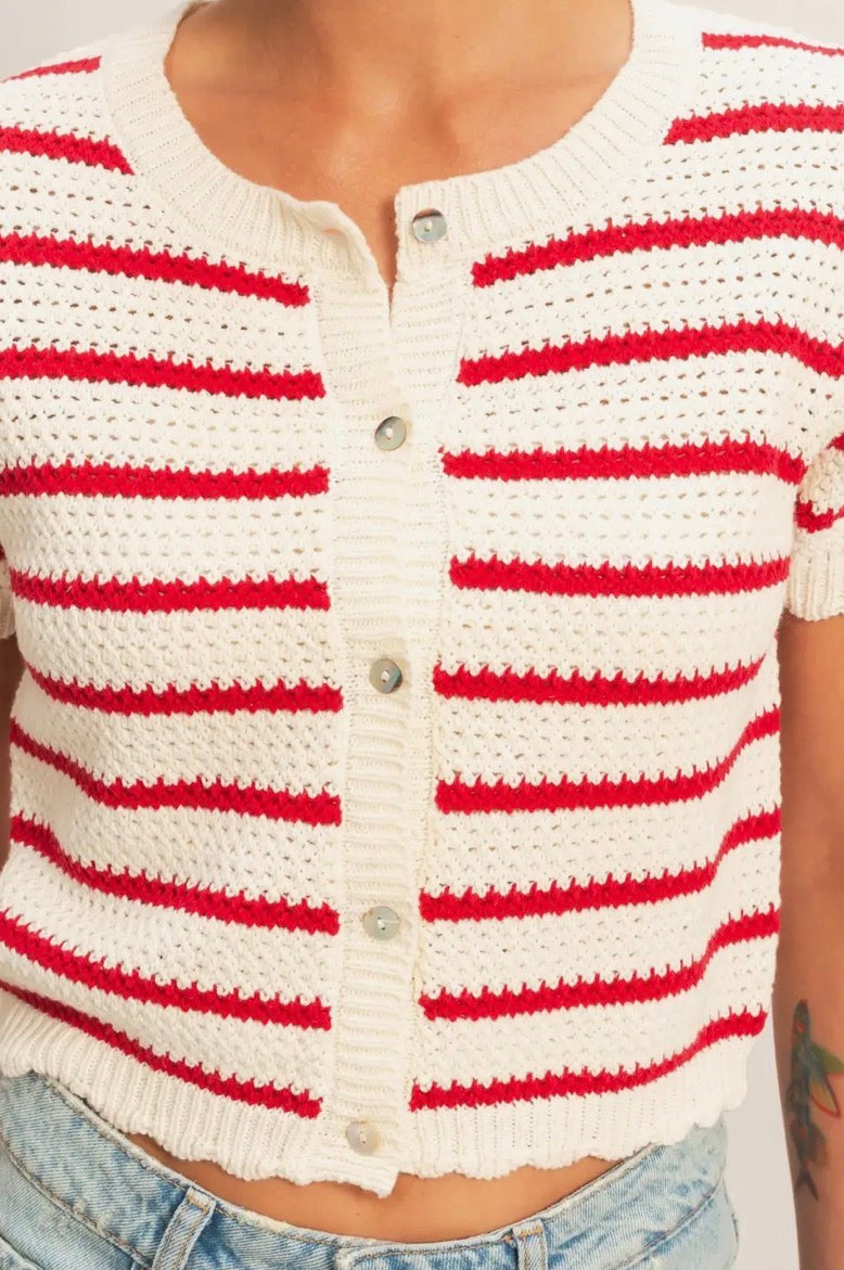 Scallop Stripe Cardi- PREORDER