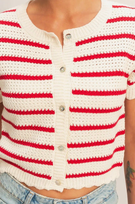 Scallop Stripe Cardi- PREORDER