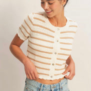 Scallop Stripe Cardi- PREORDER