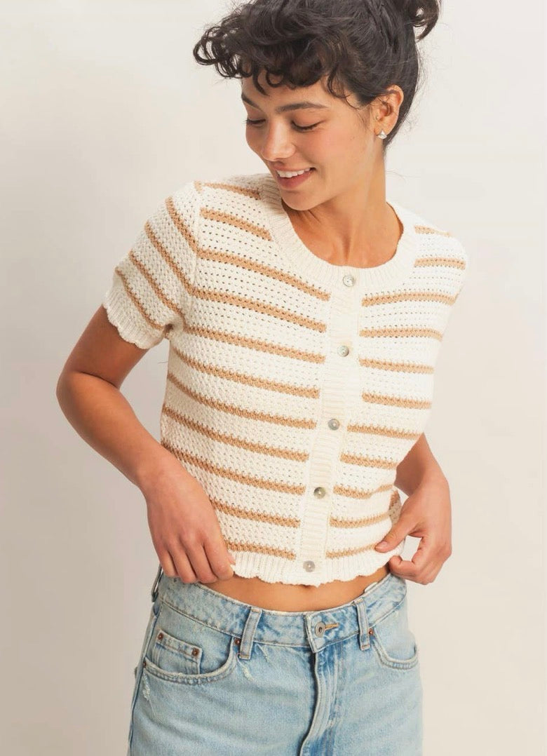 Scallop Stripe Cardi- PREORDER