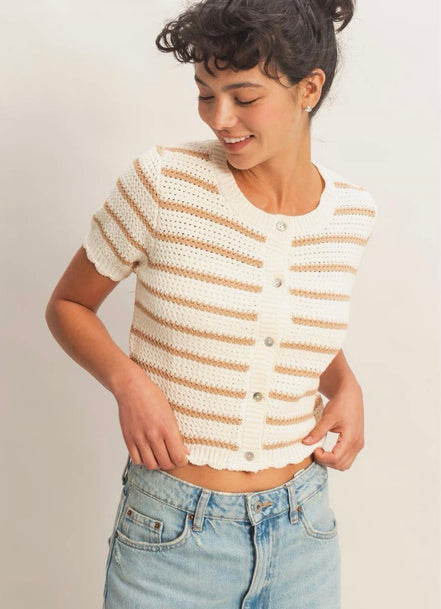 Scallop Stripe Cardi- PREORDER