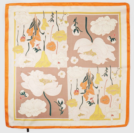 Floral Block Scarf- Orange