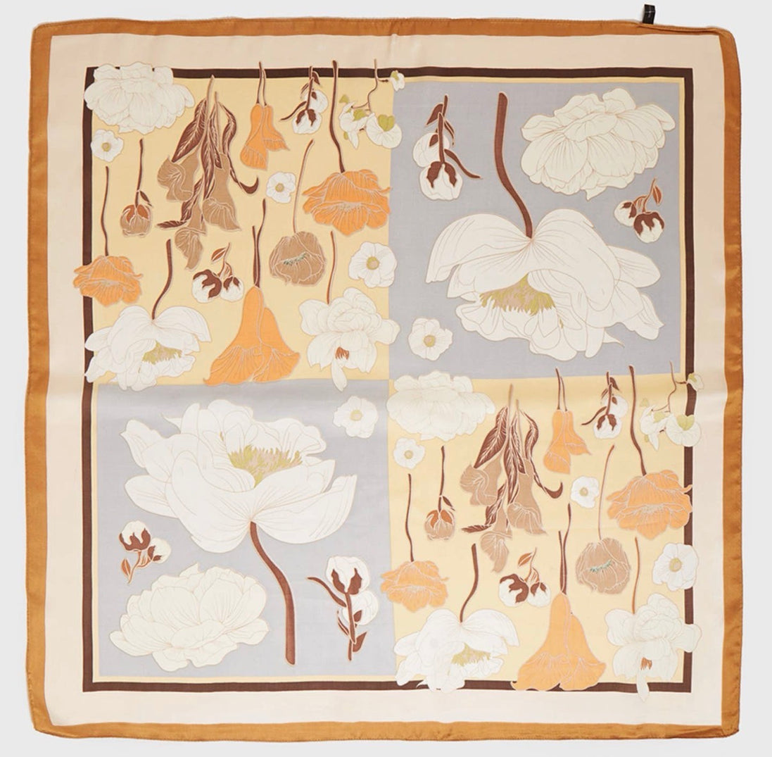 Floral Block Scarf- Taupe
