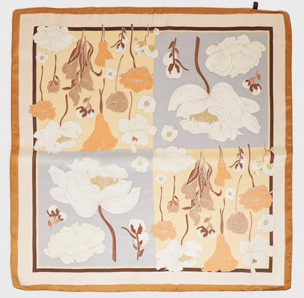 Floral Block Scarf- Taupe