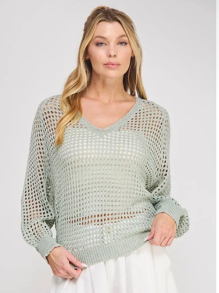 Open Weave Shimmer Top