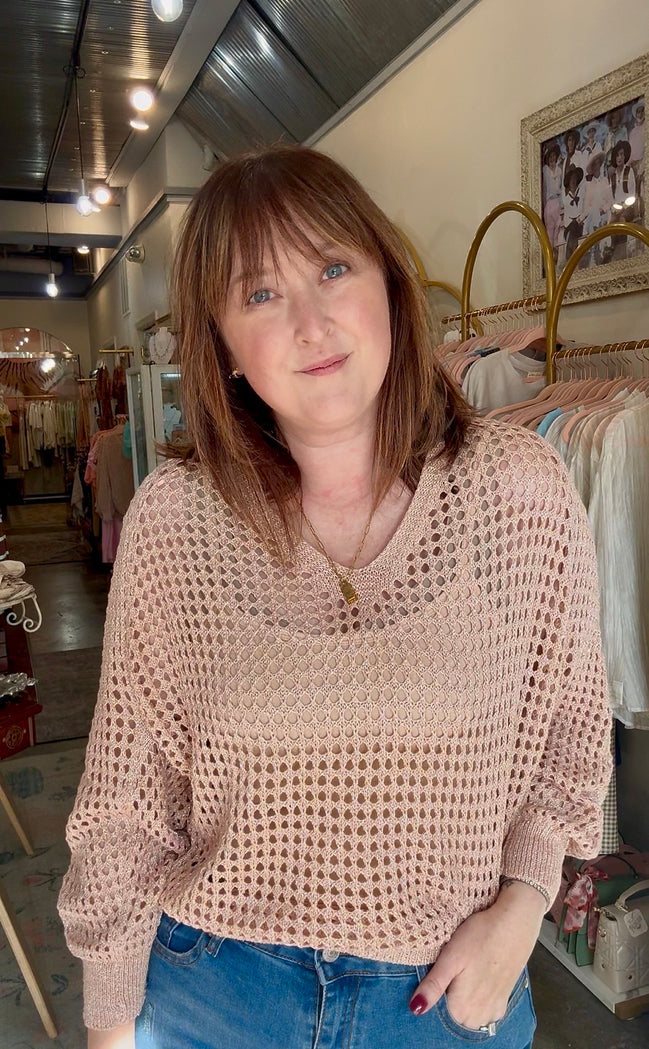 Open Weave Shimmer Top