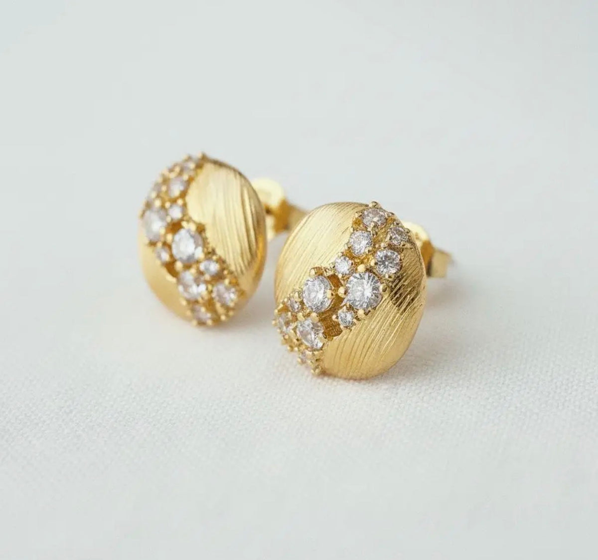 Brushed CZ Studs