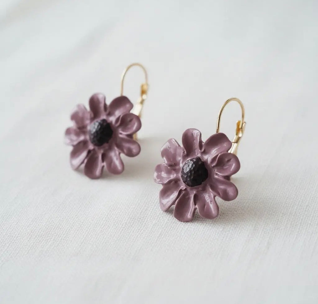 Plum Enamel Earrings