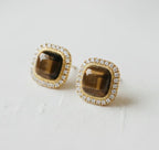 Square Tiger Eye Studs