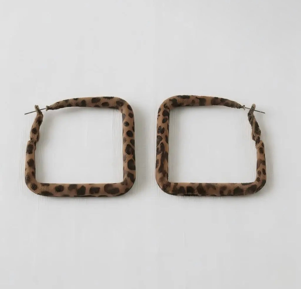 Leopard Square Hoops