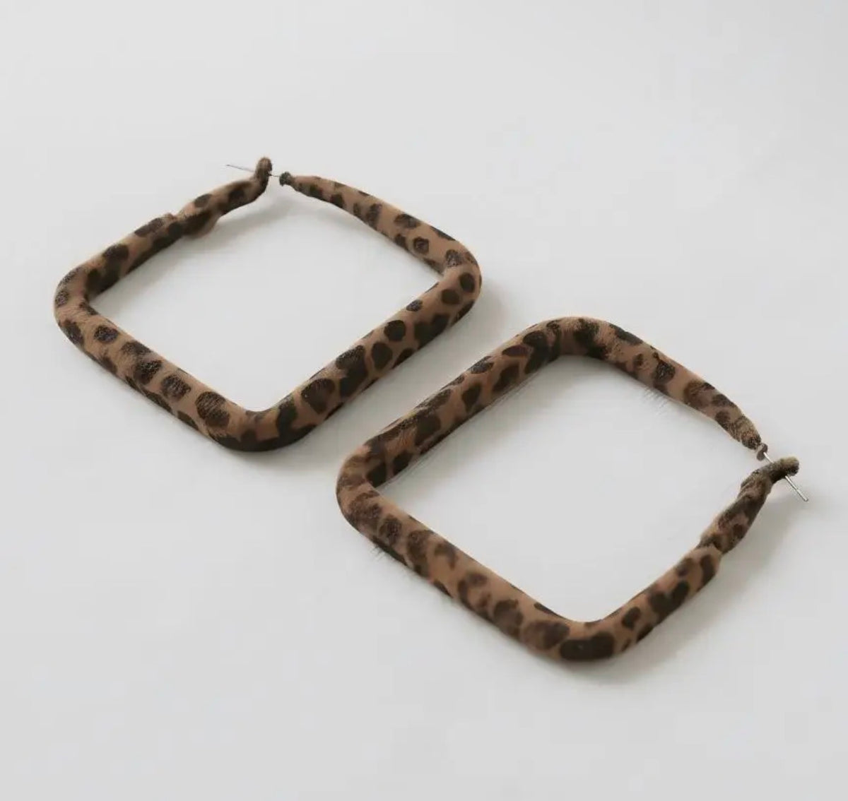 Leopard Square Hoops