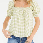 Gingham Puff Sleeve Top